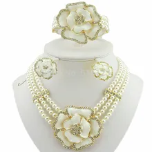 Joyería flor de rose africano grandes sistemas de la joyería de las mujeres collar de cuentas de joyería de la boda collar de alta calidad libre del envío