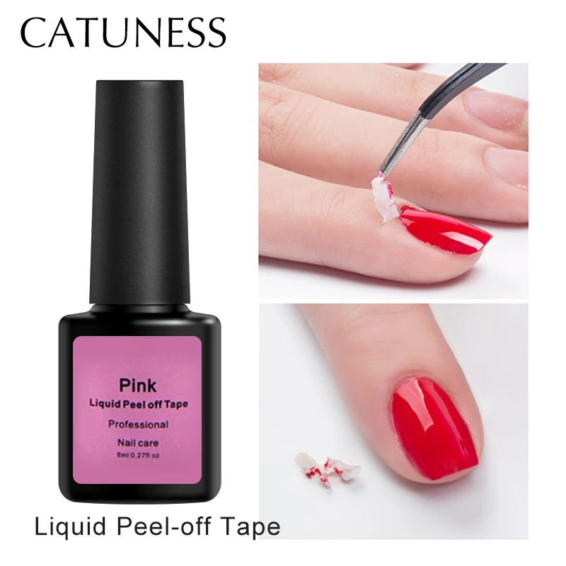 

CATUNESS White Pink Base Peel-off Protection Liquid Varnish Easy Clean Fast Dry Finger Skin Protected 8ml for Nail Varnishes
