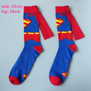 

Hot Men Woman Superman Costume Cosplay Stockings Knee-High Couples Socks Cotton Calf Socks Lovers Sports Socks