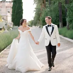 Vestidos de novia 2019 простой атласное с юбкой-русалкой с открытыми плечами Свадебные Платья страна Дешевое платье невесты Mariage