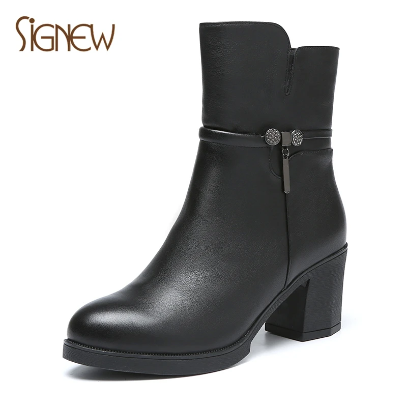 SIGNEW 2017 winter women boots soft Genuine leather boots for lady