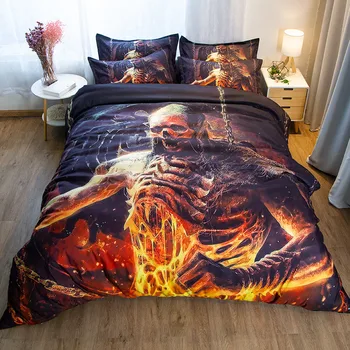 

LLANCL Individuality Printed Quilt/Duvet/Comforter cover Adult Bedroom 3pcs Polyester Fiber Christmas Gift