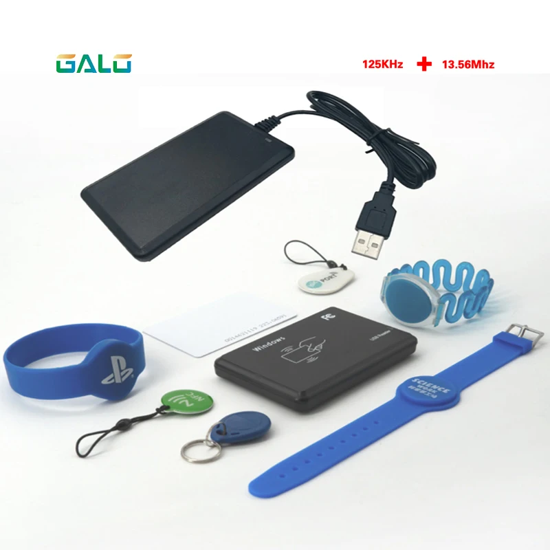 

Dual Frequency ID IC 125Khz 13.56Mhz USB RFID Card Reader Optional for Android Win Linux
