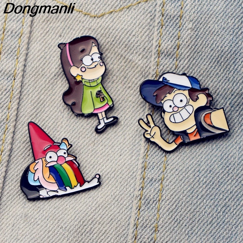 

10pcs/lot DMLSKY Gravity Falls Brooch Metal Enamel Pin Brooches for Clothing Backpack Badge Cartoon Funny Pins Jewelry M2726