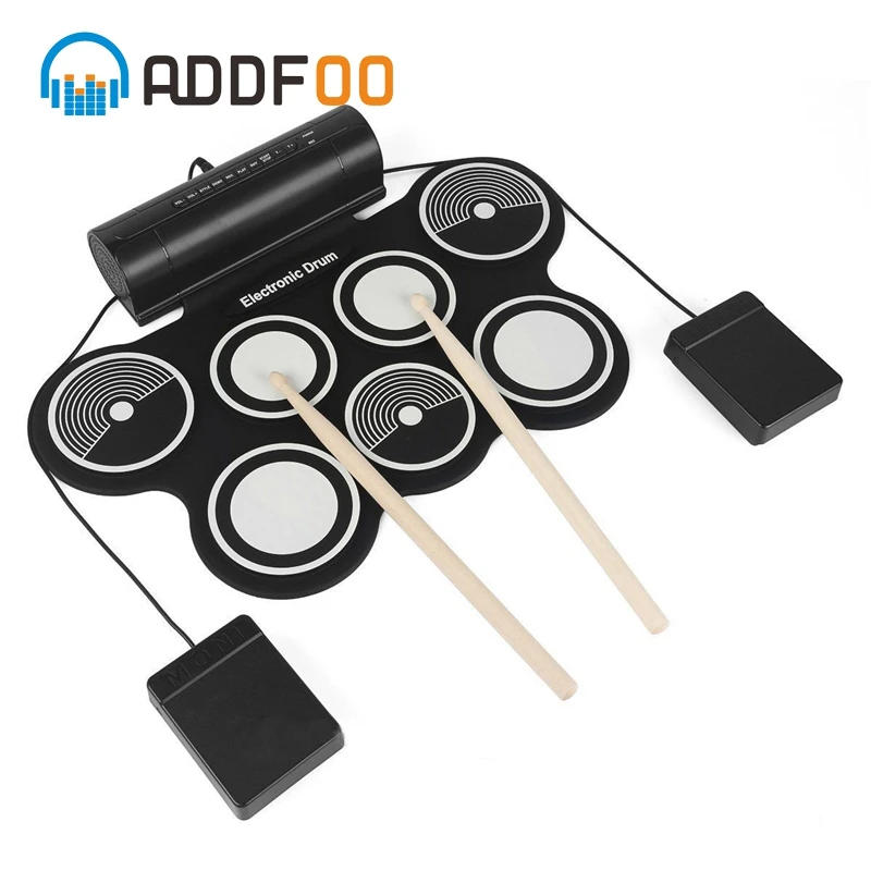 

ADDFOO Electronic Drum Digital With Hi-hat And Snare Drum Pads USB Desktop Portable Roll Up Musical Instrument For Kids Adults