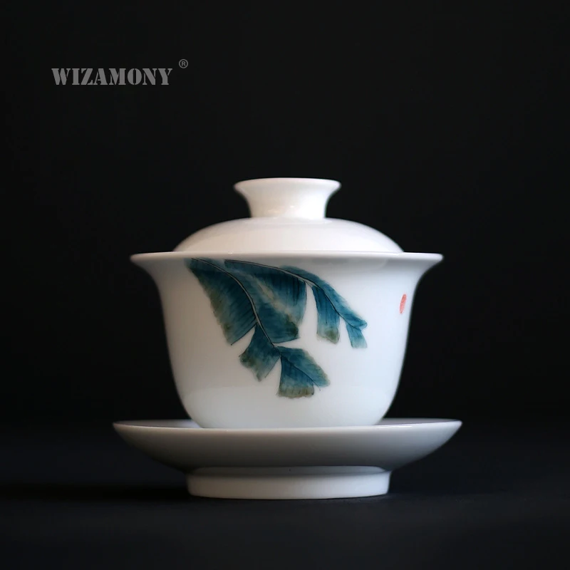 

WIZAMONY 180ml Kung Fu teaset tea set Gaiwan Cup Bowl Hand painted Jingdezhen Elegant teapot kettle Coffee Cup Chinese Tea Pot