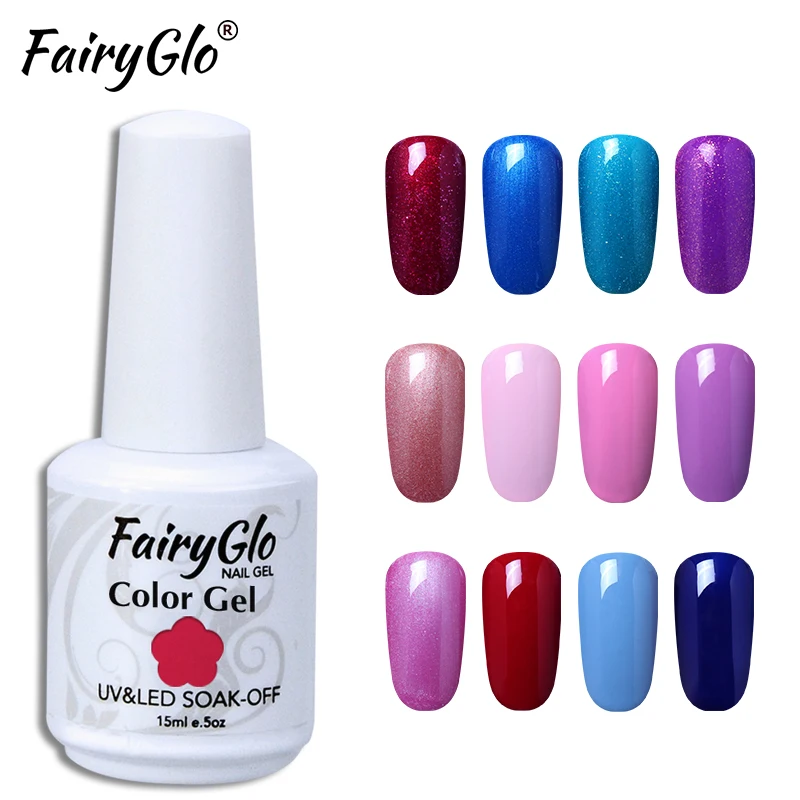 FairyGlo 15 мл Гель-лак для ногтей УФ-светодиодный гель-лампа для ногтей замачиваемый полуперманентный лак для ногтей гибридная краска геллак чернила