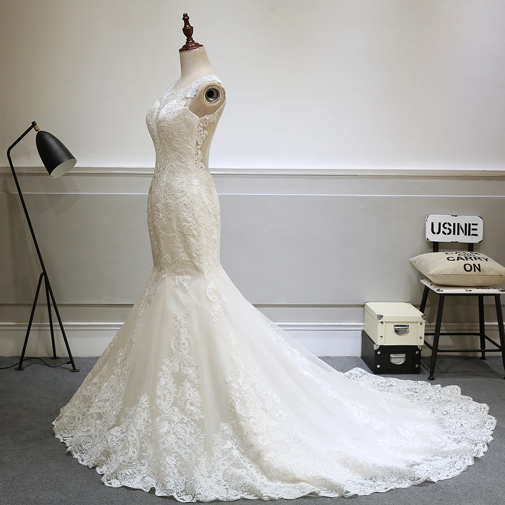 Elegant Lace See Through Backless Vintage Mermaid Wedding Dress Elegant Lace See Through Backless Vintage Mermaid Wedding Dress