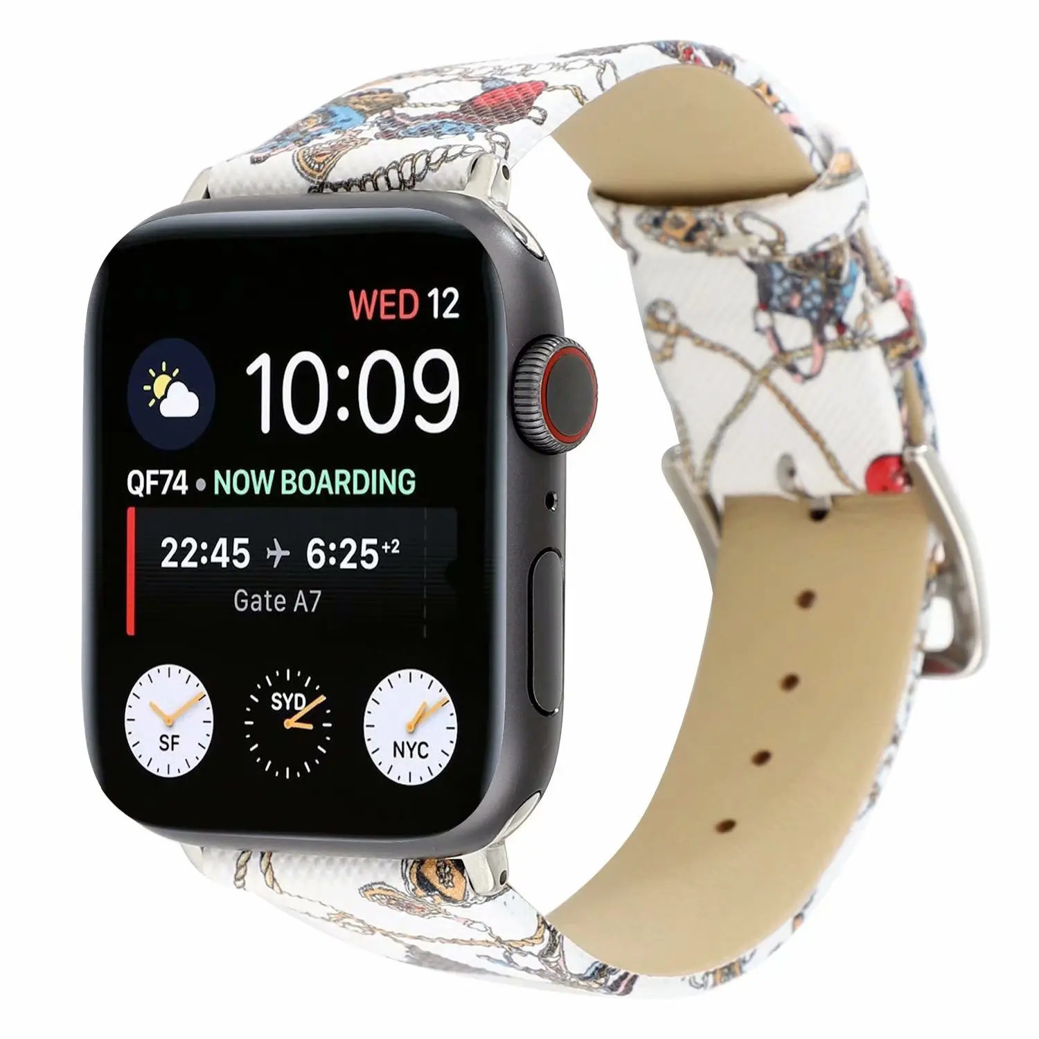 Цепь узор кожаный ремешок для наручных часов Apple Watch Series 5 4 44/40 мм кожаный браслет ремешок спортивный бесшовный для наручных часов iwatch серии, версия 1, 2, 3, ремешок 42/38 мм