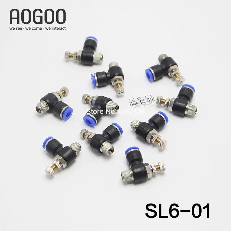 

10Pcs/lot Pneumatic throttle valve SL series pneumatically Quick Connector exhaust valve  Tube 6mm Thread G1/8 SL6-01