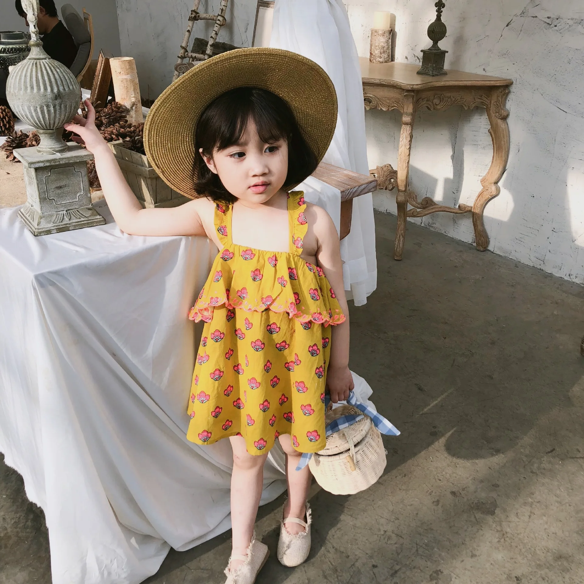 Одежда для маленьких девочек; Платья с цветочным рисунком для девочек; Детские платья во французском стиле; элегантное милое платье-пачка в европейском стиле; праздничное платье для девочек