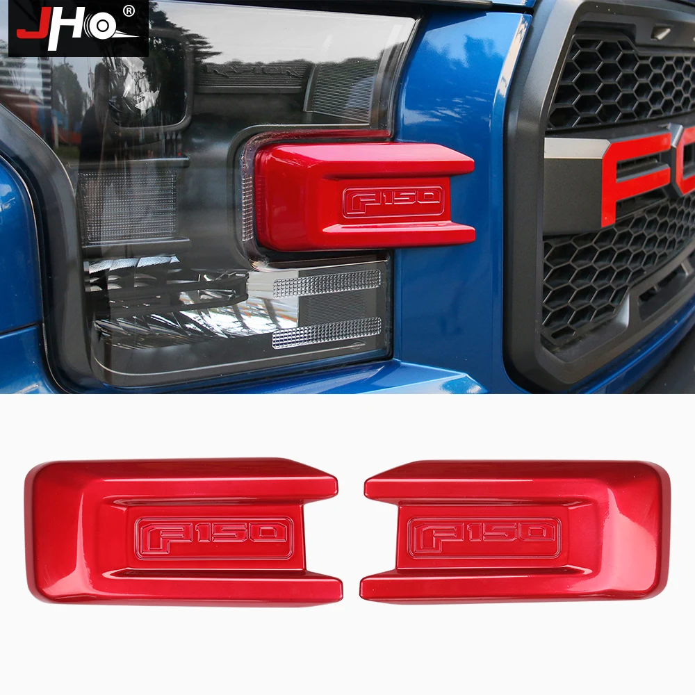 

JHO 2PCS ABS Headlight Cover Trim For Ford F150 Raptor 2016 2017 Truck Decorative Stickers Bezel Pickup Styling Accessories Red