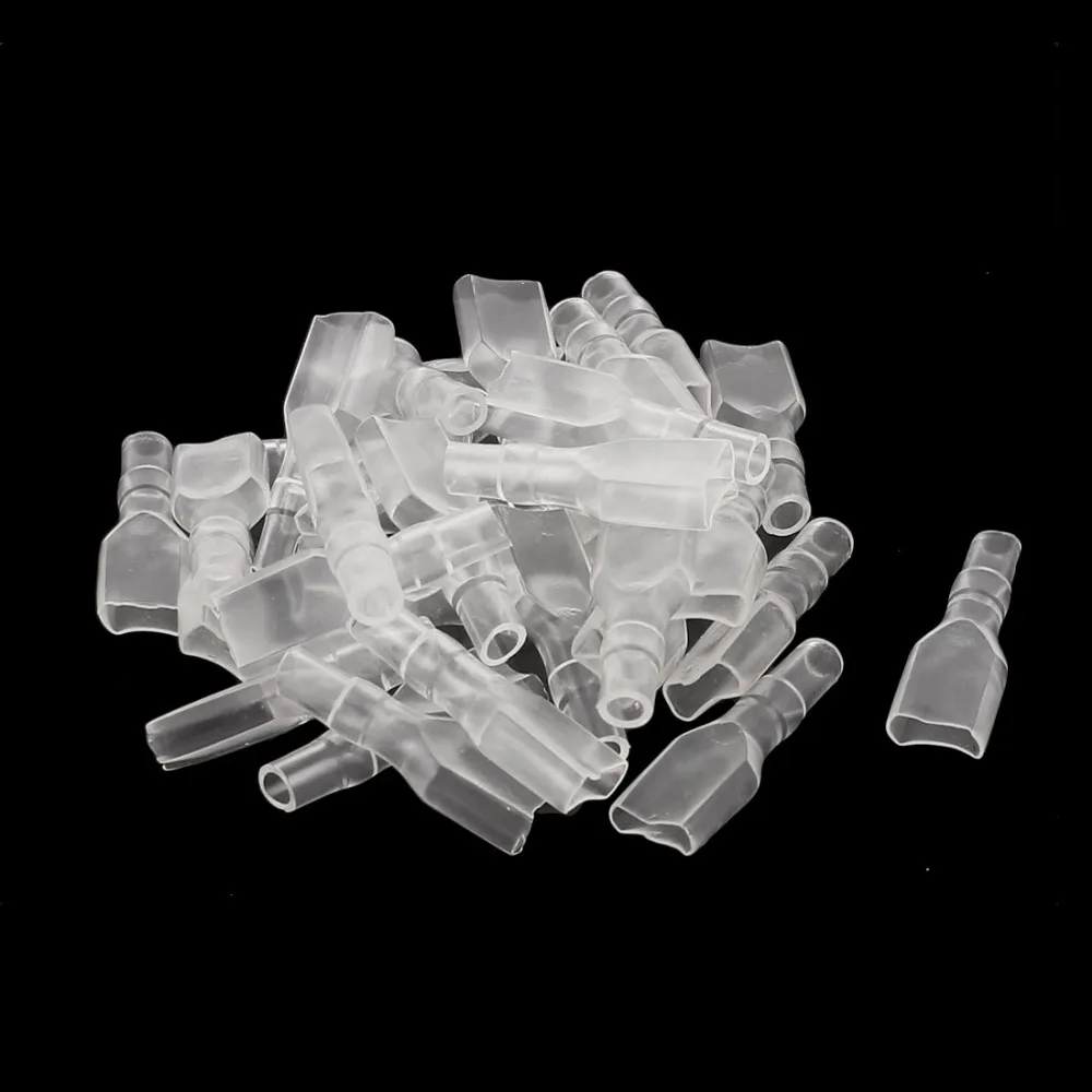 UXCELL 35Pcs 6.3mm Female Spade Wire Terminal Connector Insulated Cap Sleeve Cover Clearin