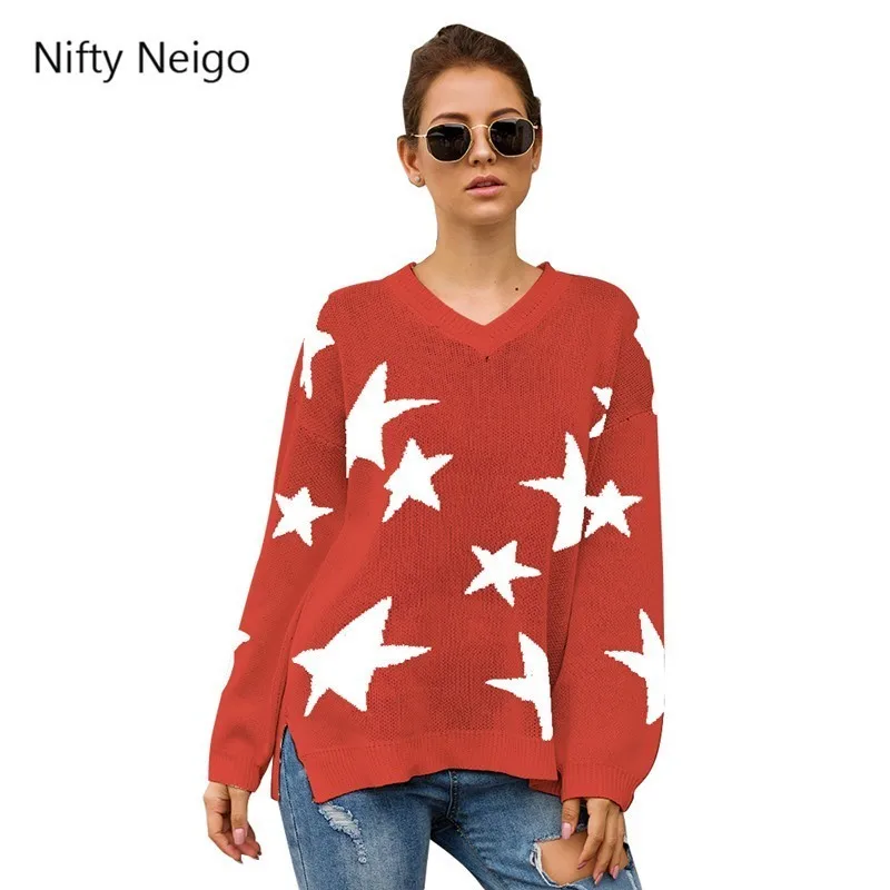 Nifty Neigo свитер женский пуловер с принтом 2019 осень зима О-образный вырез длинный