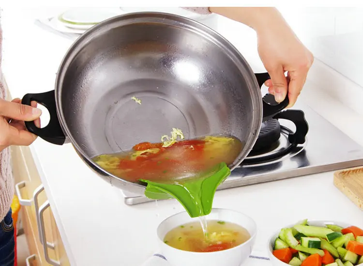 1 шт. анти-разлив спагетти бобы дуршлаги и ситечки кухонные сливные инструменты силиконовая воронка для супа горшок и кастрюли