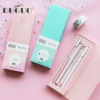 

DUGUO cute stationery 0.5mm charcoal black gel pen student with full needle press dynamic pen cherry blossom pen set 5 sticks