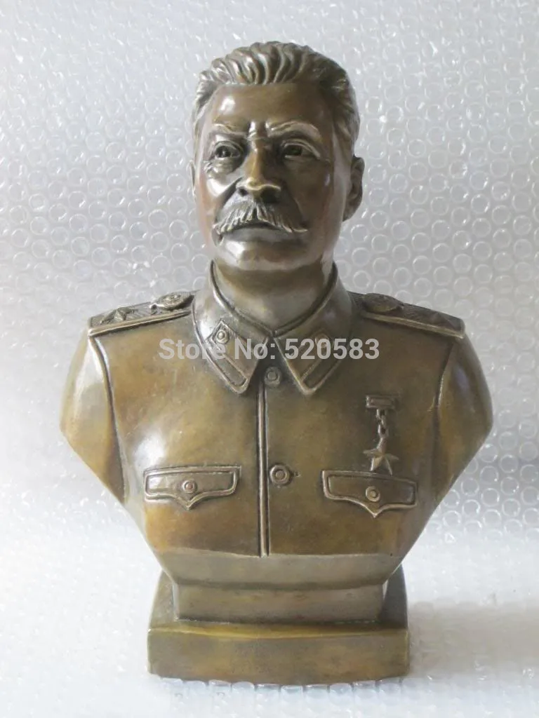 

12"Western Art Bronze Copper sculpture Joseph Stalin Bust statue