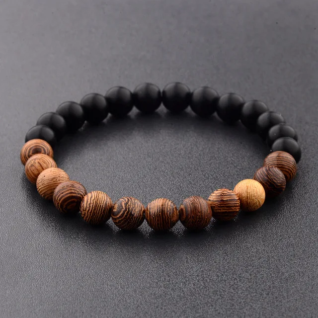 

Design Grade Black Stone Bracelet High Quality Onyx Bracelet Rustic Yogi Mala Beads Free