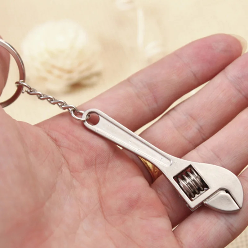 Mini Metal Adjustable Tool Wrench Spanner Key Chain Ring Keyring Gift SLC88