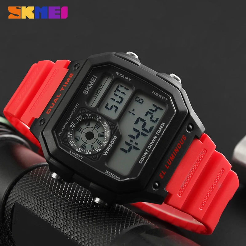 

2018 Men Sport Watch SKMEI LED Chronograph 50m Waterproof wrist watch Alarm Digital watches Male Clocks Electronic Herren Uhren