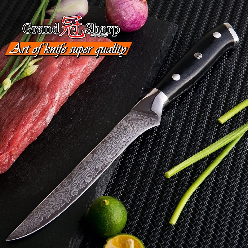 

Damascus Kitchen Knives Chef's CookingTools vg10 Japanese Damascus Steel Boning Knife PRO Butcher Knife Filleting Meat Fish NEW