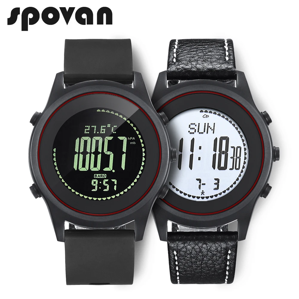 

SPOVAN Beyond Sport Men's Watch, Thinnest Wrist Watch. Genuine Leather / Silica gel Watchband. Barometer Thermometer Altimeter