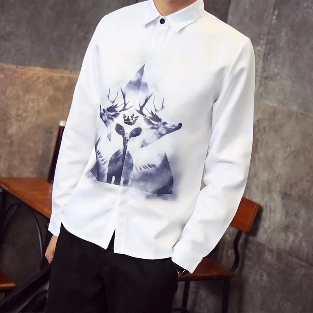 Camisas цветочный masculina Nova Venda для мужчин Homens de Manga comprida Lapela Топы корректирующие Casuais Camisa solta Лотос рэнд Новый 4,16
