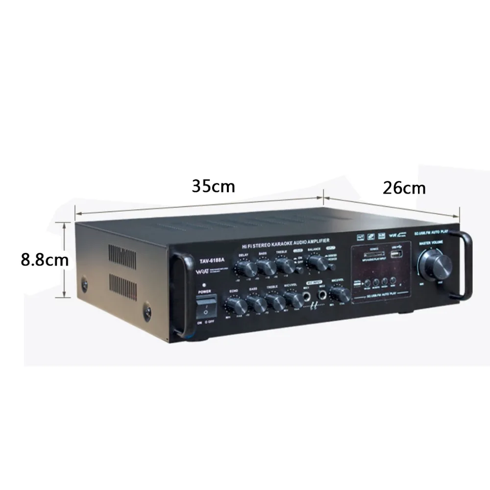 220-240V 2000W Wireless Digital Audio Amplifier 4ohm bluetooth Stereo Karaoke Amplifier 2 MIC Input FM RC Home Theater Amplifier