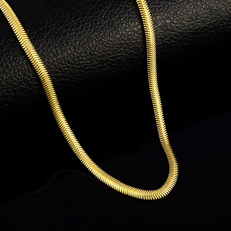 Горячая мужские ожерелья-цепочки 24k золотого цвета 4 мм 50 см ожерелья с цепочкой змея для мужских ювелирных изделий