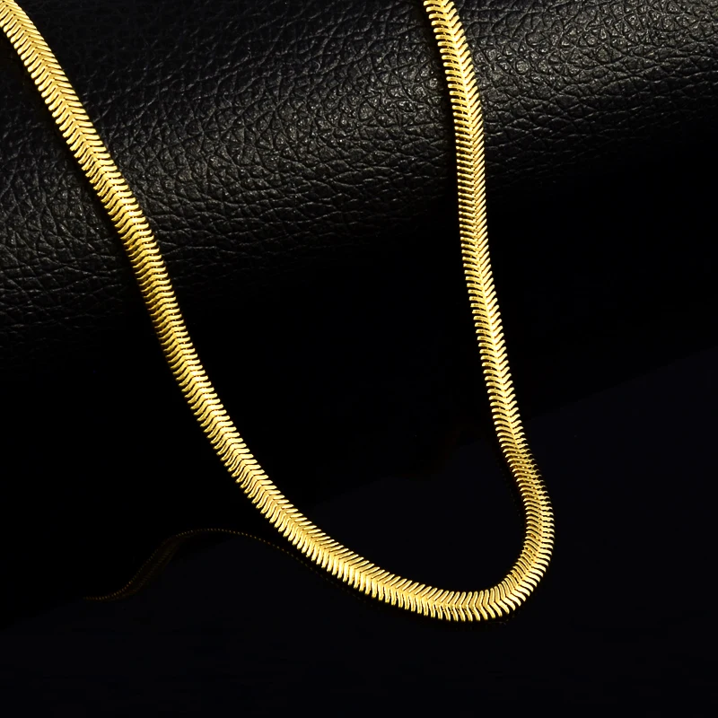 Hot Sale Men Chain Necklaces Real 24k Gold Color 4mm 50cm Snake Chain Necklaces For Male Jewelry Necklace Aliexpress