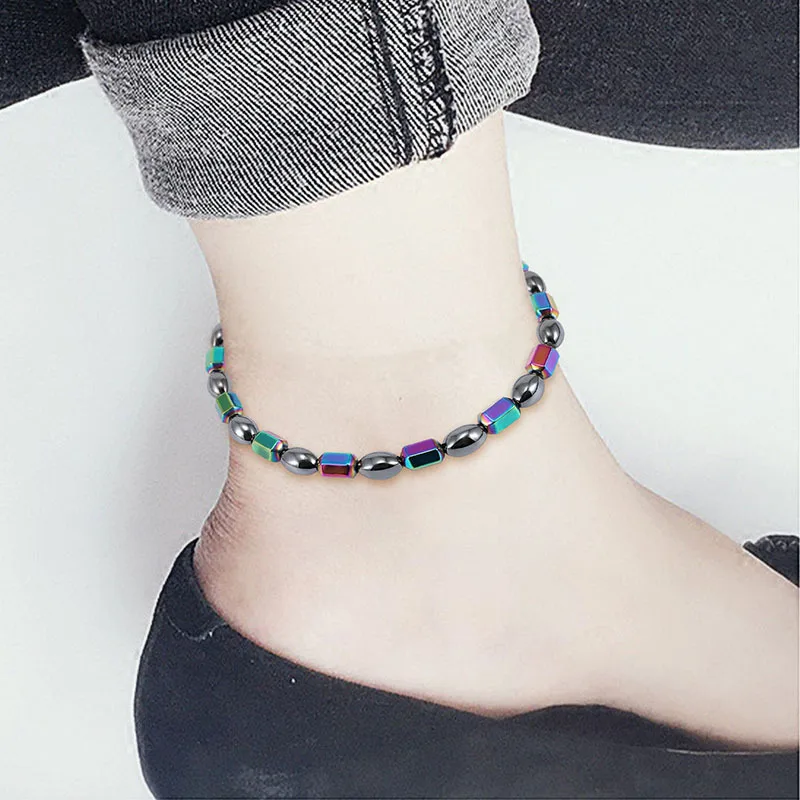 Weight Loss Magnet Anklet Colorful Stone Magnetic Therapy Bracelet Anklet Weight Loss Product Slimming Health Care jewelry