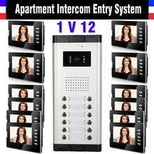 Apartment Intercom System 1V12 Units 7 Inch Monitor Video Intercom Doorbell Door Phone IR Night Version Camera doorphone kits