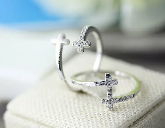 2016 New Fashion Jewelry Double Cross Cuff Finger Crystal