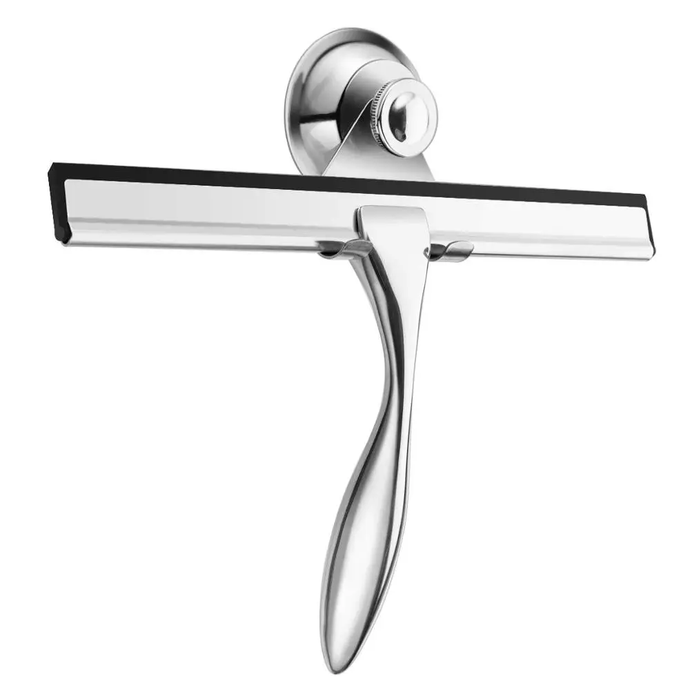With Suction Cup Резиновый скребок стеклоочиститель из нержавеющей стали силиконовые лопатки с всасывающим крюком для чистки зеркал для душевой двери - Цвет: With Suction Cup