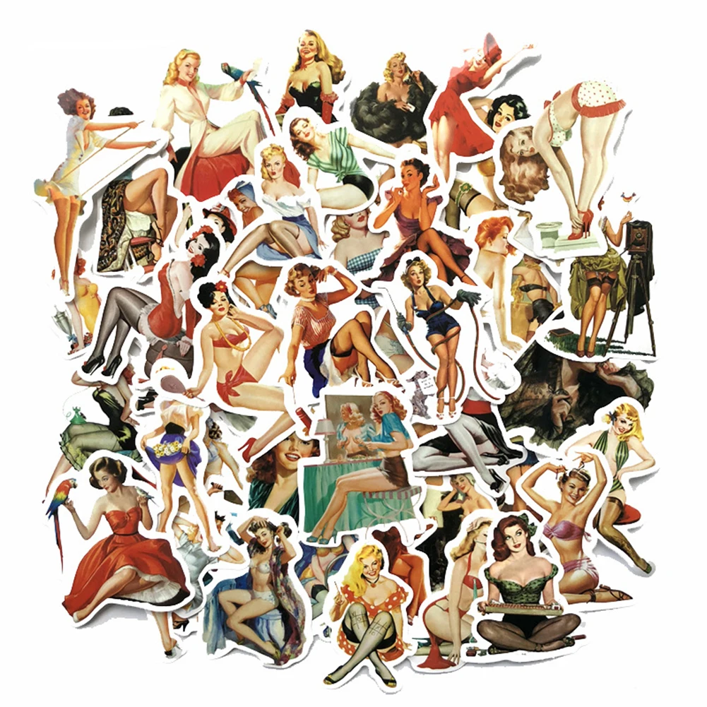 

50PCS Trolley Graffiti Beautiful Retro Sticker Mobile Computer Skateboard Waterproof Anime