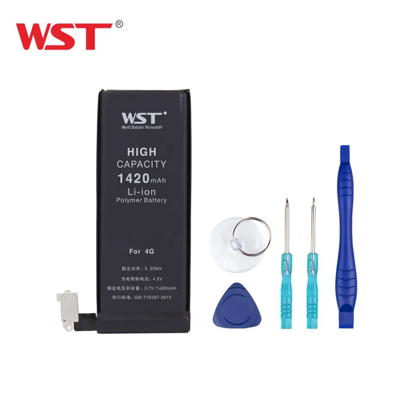 WST Original Brand Hot Sale Cell Phone Battery for Apple iPhone 4 1420mah Replacement Mobile
