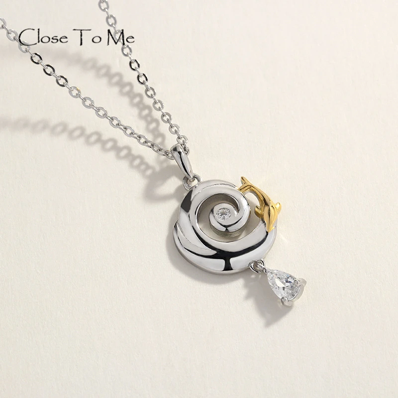 

Close To Me Real S925 Silver Pendant Necklace Fish Swim in The Water Pendant for Women Simple Fine Jewelry Women'Gift