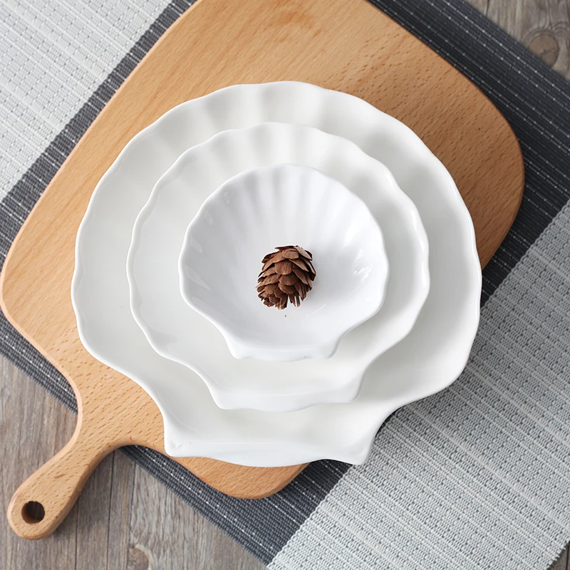 Креативная керамическая посуда в виде раковины для ресторана отеля тарелка для закусок Фруктовая тарелка для стейка