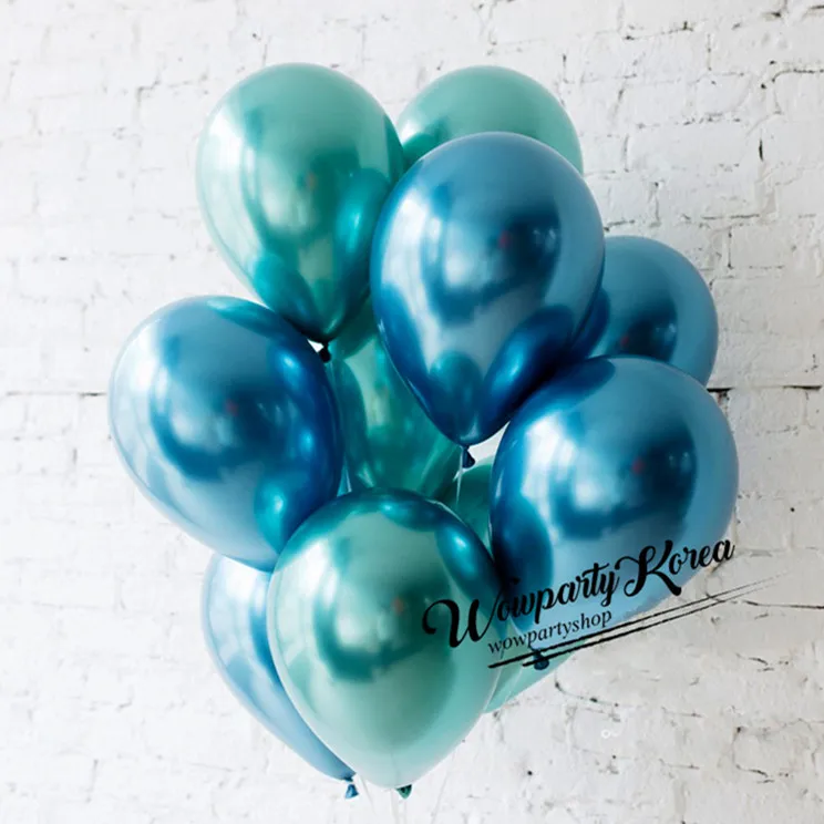 10 шт 12 дюймов Глянцевый Металл Pearl латекс воздушные шары толстые хром металлический Цвета надувные воздушные шары Globos День рождения Декор - Цвет: blue green