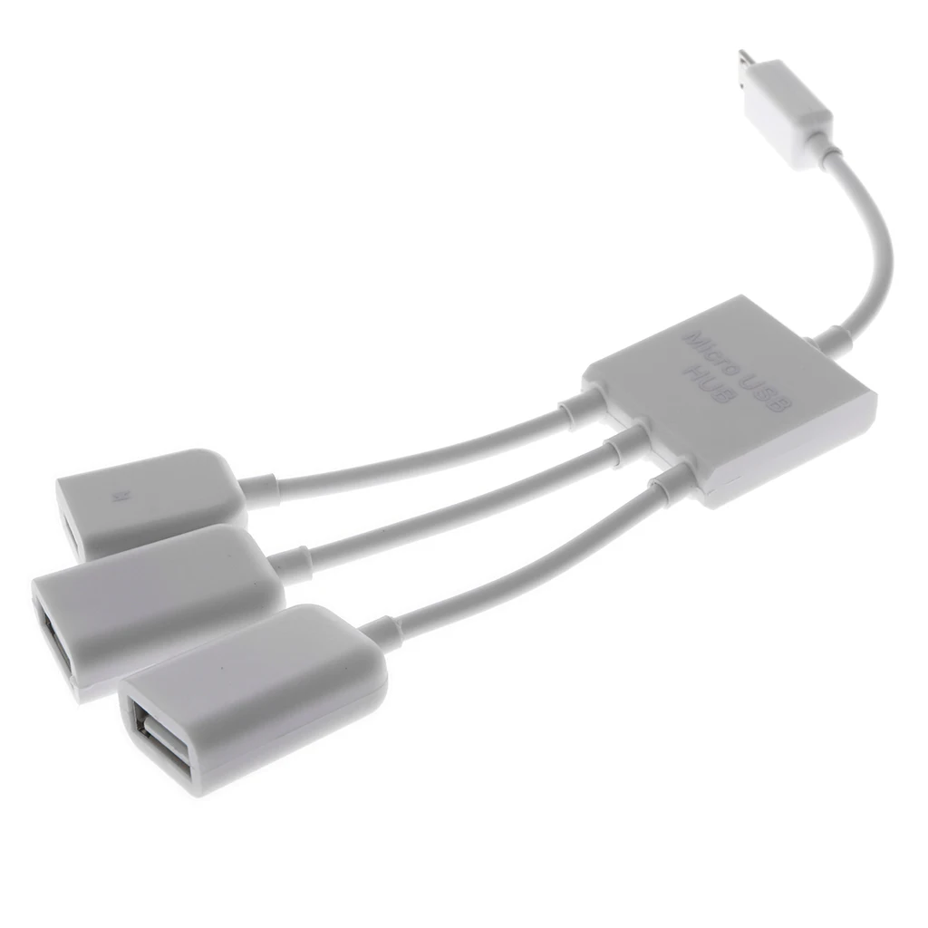 Micro USB Hub OTG Host Cable , 3 in 1 Micro USB Male to Female 1x Micro USB +2x USB 2.0 OTG Extension Adapter for Phone Tablet