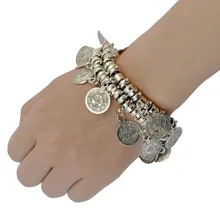 Новинка, Богемный Цыганский пляжный этнический Племенной праздничные украшения, Турецкая монета, двойное звено, богемный браслет для женщин