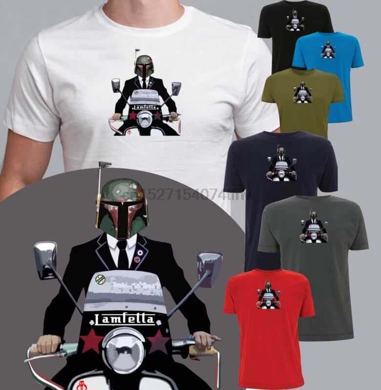 Bobba fett футболка на lambretta скутер lamfetta mod jam Косплей Инди смешной | Мужская одежда