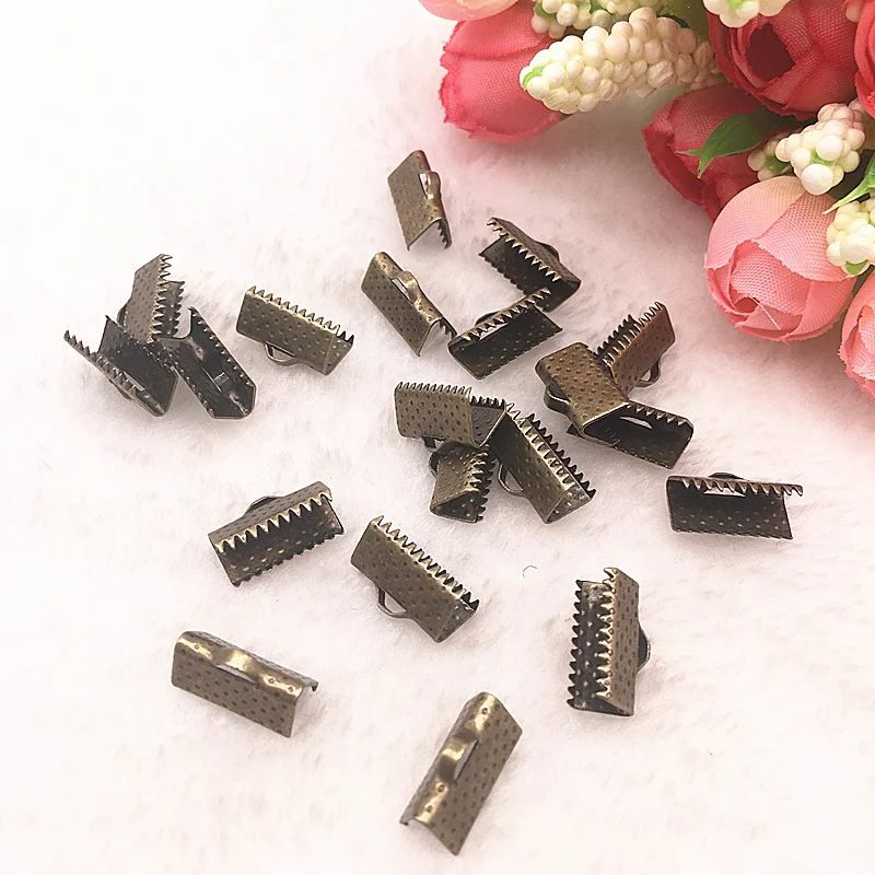 50 100pcs Bronze Crimp End beads leather cord clasps End Caps For