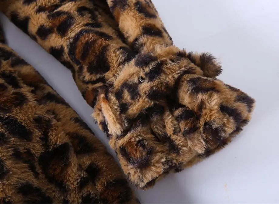 Леопардовая шуба женская осень зима толстые теплые куртки плюс размер женские с капюшоном Топы Длинные пальто из искусственного меха