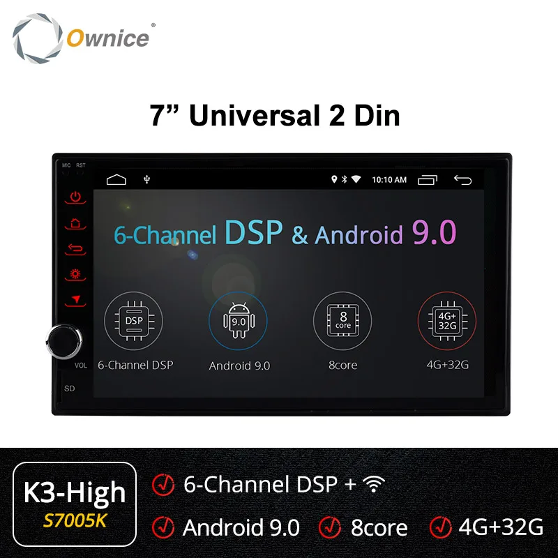 Ownice K1 Android 8,1 gps навигации 2G Оперативная память DVD 2 Din автомагнитолы BT USB универсальный для Nissan Toyota VW peugeot плеер Поддержка 4G - Цвет: S7005 K3-High