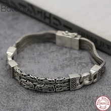 Браслеты из стерлингового серебра 925 пробы для мужчин и женщин, винтажные S925 Твердые тайские серебряные браслеты на цепочке, модные ювелирные изделия, подарок на день рождения