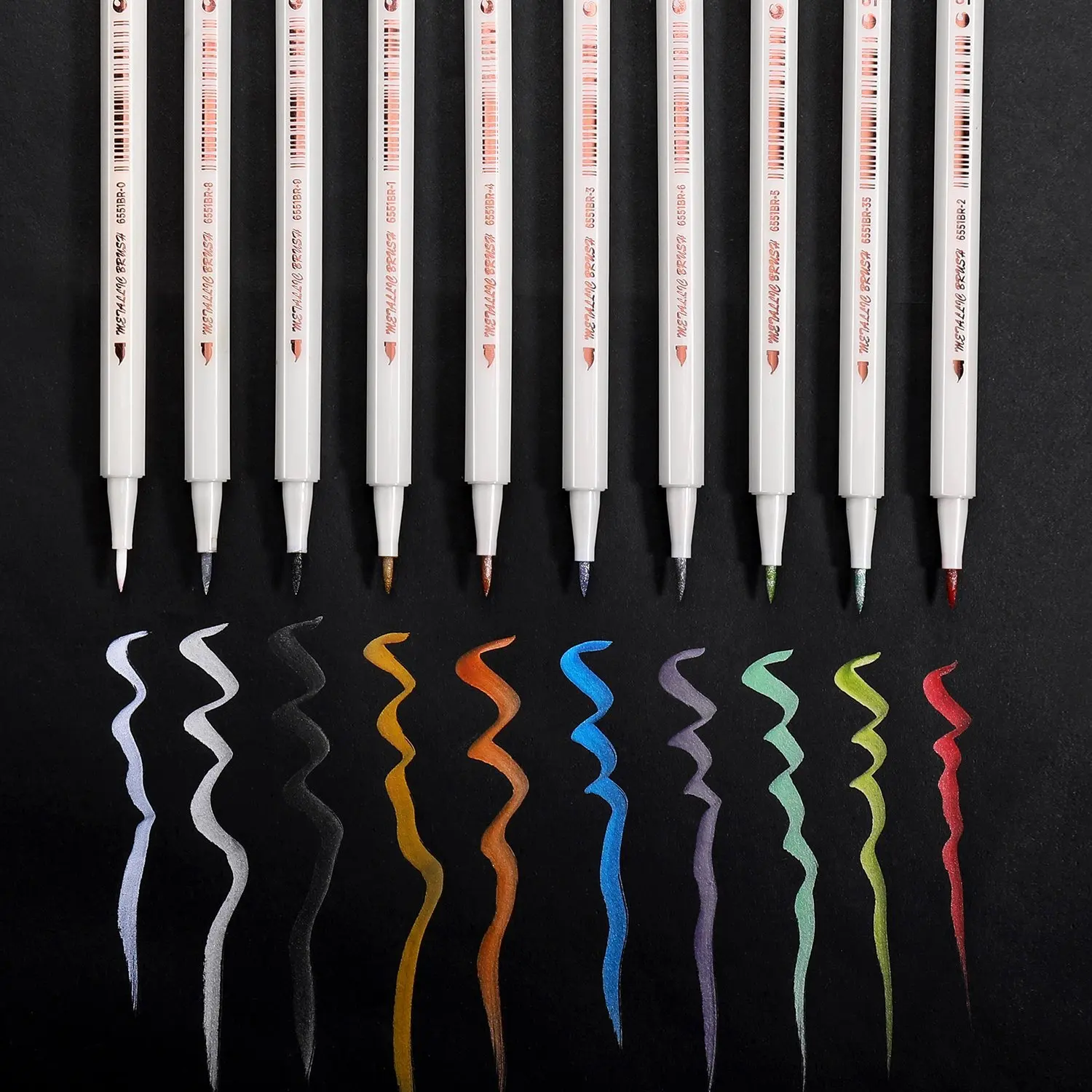 Metallic Calligraphy Brush Marker Pens Brush Tip Metallic Color Paint