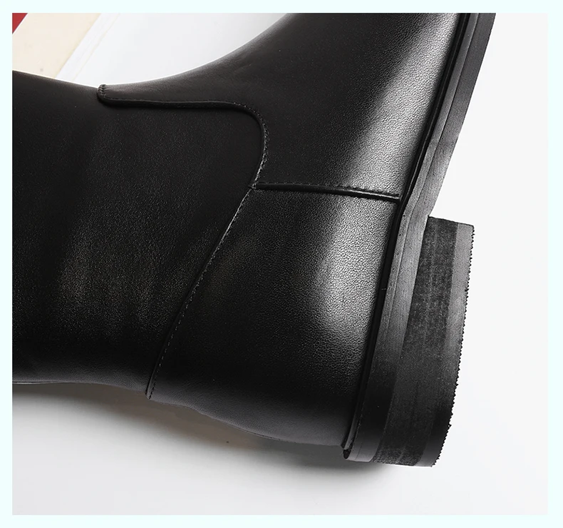 Winter Plush Boots For Women Genuine Leather Fashion Knee High Booties Lady Round Toe Rivet Female Heel Shoes Plus Size 42