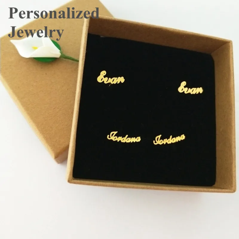 

2018 New Fashion Personalized name earrings customized Studs name earrings for women men little girls kids party jewelry gift