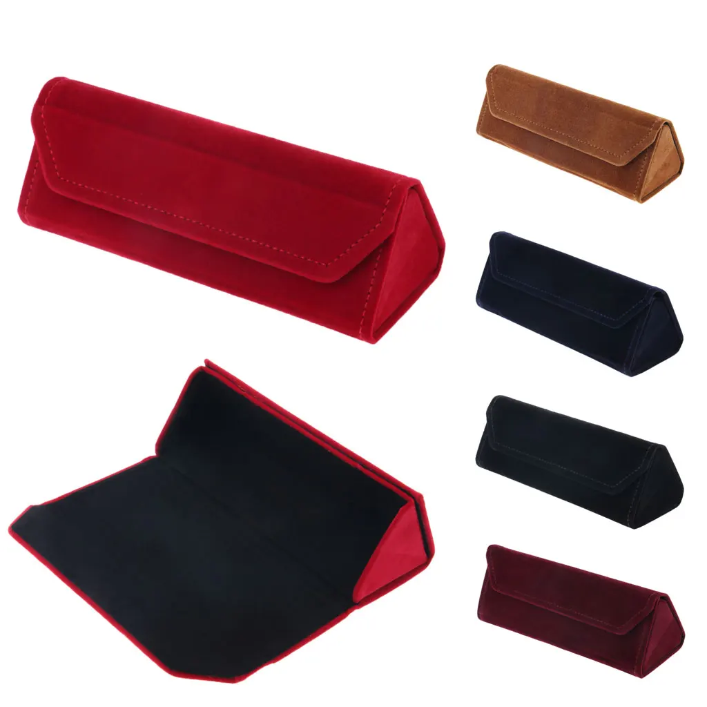 Folding Eyeglasses Hard Case Women Men Travel Glasses Box Suede Sunglasses Case Multicolor Spectacle Cases